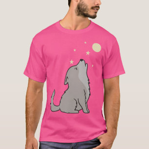 T-shirt Kawaii Howling Wolf Cottagecore Animal esthétique