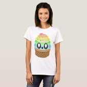 T-shirt Kawaii Ice Cream Rainbow Cone (Devant entier)