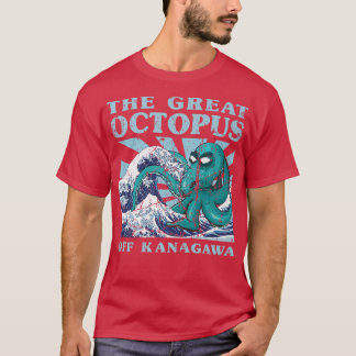 T-shirt Kawaii Japanese Great Wave Great Octopus Cute Japa