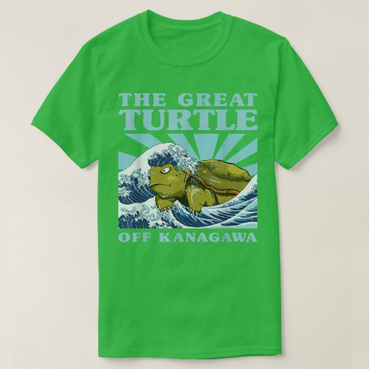 T-shirt Kawaii Japanese Great Wave Great Turtle Cute Japon (Design devant)