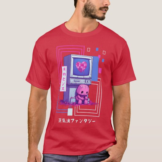 T-shirt Kawaii Japanese Retro 90s Nostalgia Vaporwave Retr (Devant)