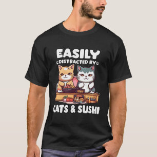 T-shirt Kawaii Japon Neko Sushi Bowl Katzen Ra Otaku