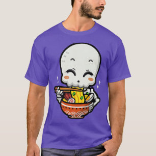 T-shirt Kawaii Japonais Anime Skeleton Ramen pour l'Unise 