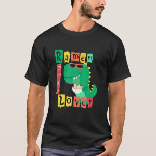 T-shirt Kawaii Japonais Ramen nouilles Tee Anime Dinosaur