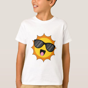 T-shirt Kawaii Joyeux soleil avec lunettes de soleil