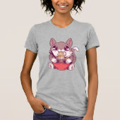 T-shirt Kawaii Kitten Manger Ramen (Devant)