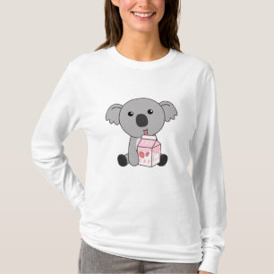 T-shirt Kawaii Koala Rétro Milkshake à la fraise japonaise