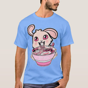 T-shirt Kawaii Lapin Lapin Manger Ramen Noodles Filles Tee