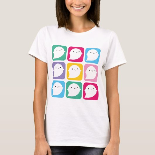T-shirt Kawaii Little Ghosts coloré (Devant)