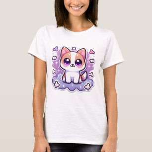T-shirt Kawaii mignon Chien adorable Chien avec de grands