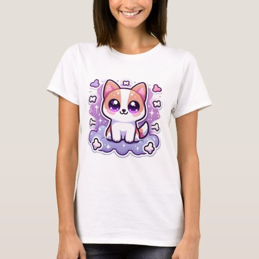 T-shirt Kawaii mignon Chien adorable Chien avec de grands (Devant)