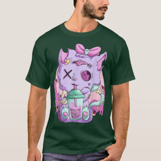 T-shirt Kawaii Neko Boba Tea Tee - shirt, Goth Pastel Aest