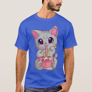 T-shirt Kawaii Neko Chat Ramen Femmes Filles, nouilles jap