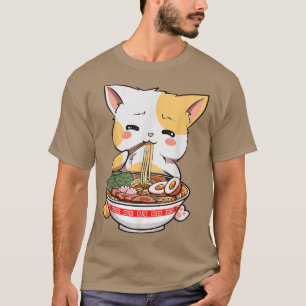 T-shirt Kawaii Neko Ramen Cute Ramen Chat Noodle japonais