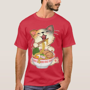 T-shirt Kawaii Neko Ramen Cute Ramen Chat Noodle Japonais