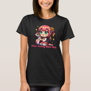 T-shirt Kawaii Nouvel An Vietnamien Fille et serpent