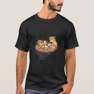 T-shirt Kawaii Otter Chemise Japonaise Ramen nouilles Soup