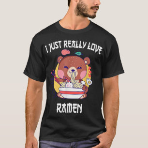 T-shirt Kawaii ours manger ramen japonais Anime nouilles