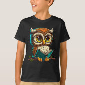 T-shirt Kawaii Owl Lit Livre Lecture Bookworm Library Boo (Devant)