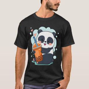 T-shirt Kawaii Panda Anime Boba Boire Buble Thé Tapioca