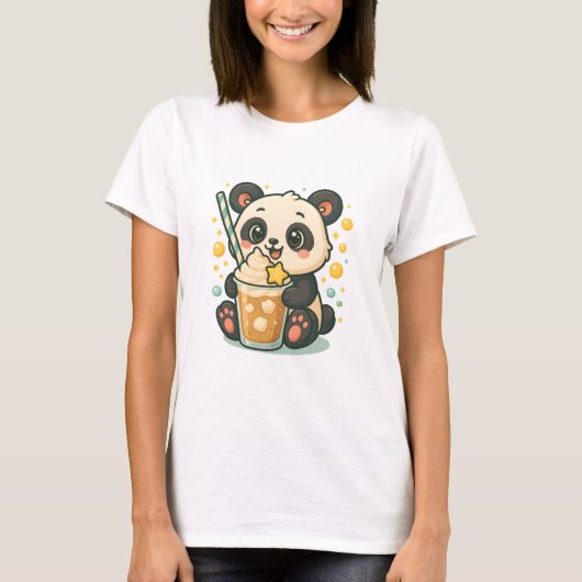 T-shirt Kawaii Panda avec Vanilla Frappuccino - Cute Panda (Devant)