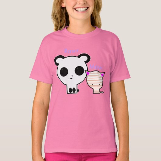T-shirt Kawaii Panda et chaton (Devant)