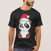 T-shirt Kawaii Panda Noël Noël Chapeau Noël Ours Filles W (Devant)