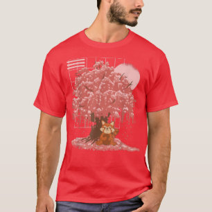 T-shirt Kawaii Panda Ours Japonais Cerisier Fleur Arbre Sa