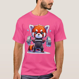 T-shirt Kawaii Panda Rouge Poids Levant Funny Fitness Gym