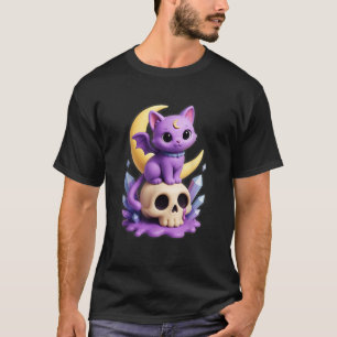 T-shirt Kawaii Pastel Cute Goth Déplaisant Violet Chat Est