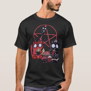 T-shirt Kawaii Pastel Goth Art Cute Demon Cats Pentagram