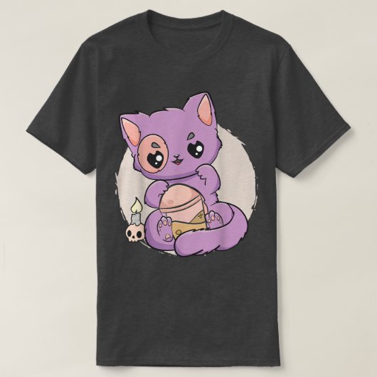 T-shirt Kawaii Pastel Goth Cute Chat Cuisine Déplaisante B (Design devant)
