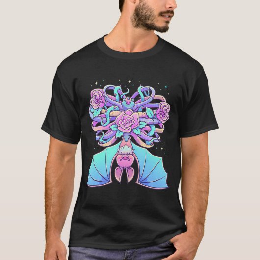T-shirt Kawaii Pastel Goth Cute Chat Déplaisante Skeleton (Devant)