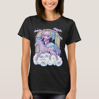 T-shirt Kawaii Pastel Goth Cute Creepy Sugar Skull Unicorn