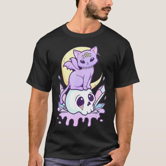 T-shirt Kawaii Pastel Goth Cute Déplaisante cuisine Chat e (Devant)