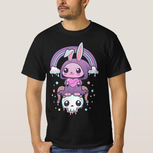 T-shirt Kawaii Pastel Goth Cute Lapin Déplaisant (Devant)