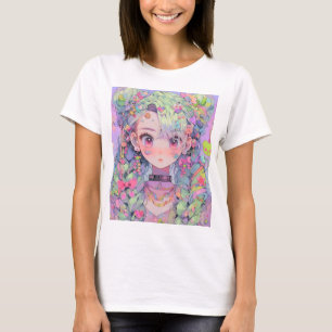 T-shirt Kawaii Pastel Harajuku Anime Girl avec tresses