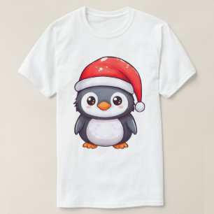 T-shirt Kawaii Penguin Portant un chapeau de Père Noël cos