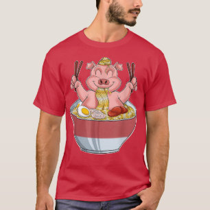 T-shirt Kawaii Piglet Japonais Ramen nouilles I Otaku Anim