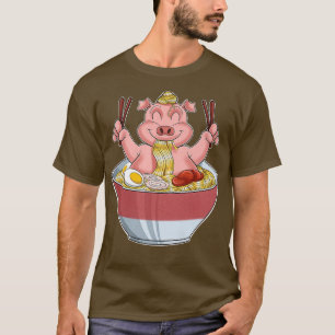 T-shirt Kawaii Piglet Japonais Ramen nouilles I Otaku Anim