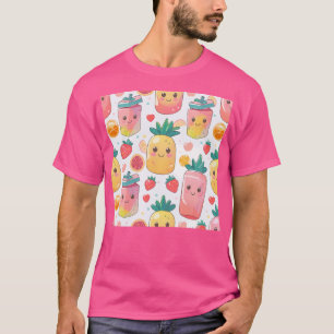T-shirt Kawaii Pineappé Boîtes de jus Motif de fruits sucr