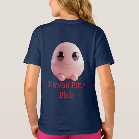 T-shirt Kawaii Pink Blob — Cute 3D Character (Dos)