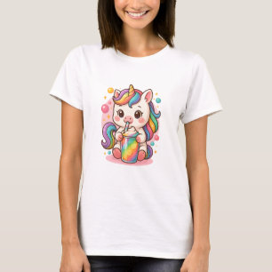 T-shirt Kawaii Rainbow Unicorn Smoothie -Cute Pastel Chibi
