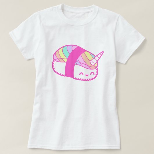 T-shirt Kawaii Rainbow Unicorn Sushi (Design devant)