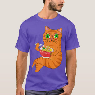 T-shirt Kawaii Ramen Anime Chat Manger Des nouilles Japona