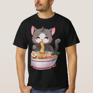 T-shirt Kawaii Ramen Chat Anime Japonaise Alimentation Cad