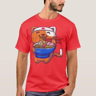 T-shirt Kawaii Ramen Chat Anime Japonaise Nourriture Fille
