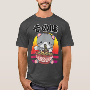 T-shirt Kawaii Ramen Chat Manger des nouilles Anime Manga 