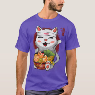 T-shirt Kawaii Ramen Chat, Noodle japonais Neko Anime drôl