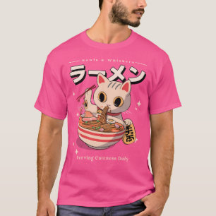 T-shirt Kawaii Ramen Chat Vintage japonais nouilles Art